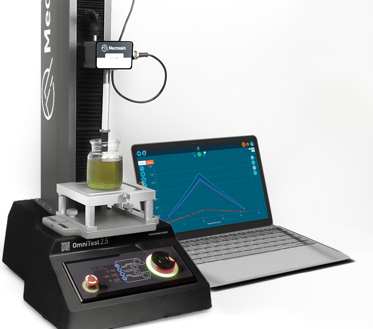 Software control enables exact speed and depth of the probe's deflection to be controlled and the resulting characteristics plotted graphically