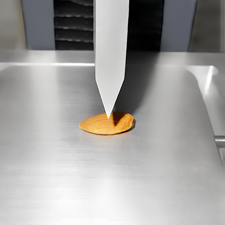 Slicing of an individual almond with a knife-edge probe to measure cutting force