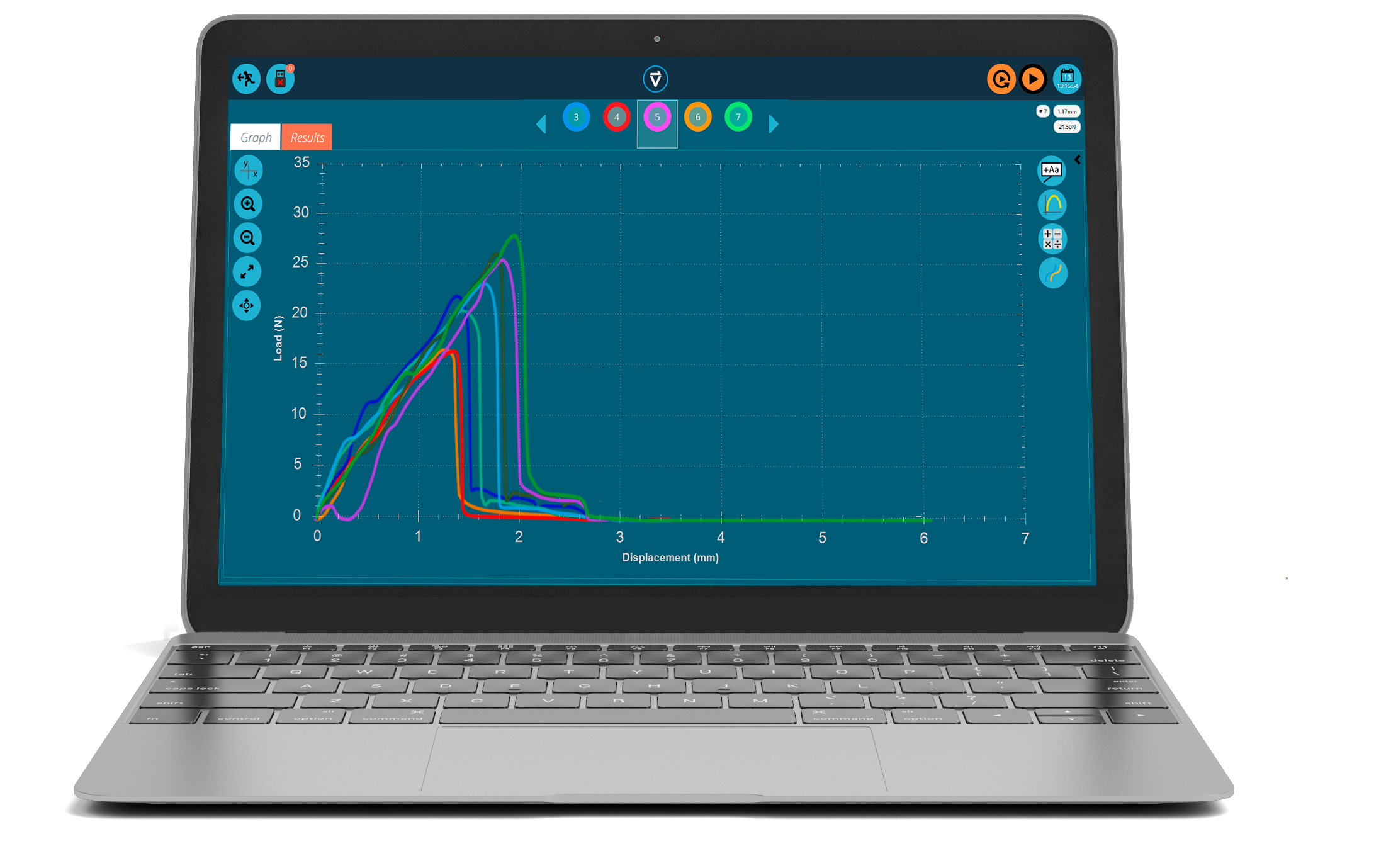 VectorPro advanced analysis software clearly indicates and calculates the significant texture parameters